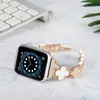 Luxury Designer Watch Straps Metal Four Leaf Clover Gift Watchbands för Apple Watch Band 38mm 42mm Bling Shining Diamond Silver Pink Gold Iwatch Bands for Women