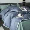 Set di biancheria da letto 2024 cotone lungo cotone letto a quattro pezzi Linen est semplice colore semplice in stile nordico verde blu verde