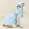 Costumes de chat 1 set beauté pour animaux de compagnie robe de femme de chambre avec chapeau coton mignon costume de tenue