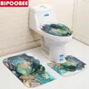 Shower Curtains Gold Texture Luxury Crack Marble Stone Grain Bathroom Mat Set Toilet Lid Cover Pedestal Rug Anti-skid Carpet