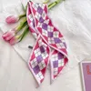 Scarves Headscarf Stripe Hair Bands Tulip Grid Headband Heart Lattice Satin Silk Scarf Floral Women Ribbon Flower Printed