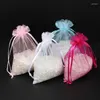 Present Wrap 50st Jewelry Bag Wedding Organza Packaging Display Pouches Christmas/Birthday 7x9/9x12cm