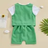 Ensembles de vêtements nés Baby Boy Gentleman Set Vêtements d'été T-shirt Button à manches courtes avec short à suspense et gilet