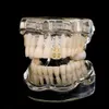 Número inicial do bling Grillz de dente de ouro real Diamantes únicos de dentes grades dentárias de dentes grãos grillz