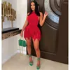 Women's Tracksuits Elegant 2 Piece Sets Women Outfit Clubwear Vacation Sleeveless Bodysuit Top And Tassel Shorts Matching Conjuntos Cortos