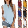 Tanks pour femmes Spring and Summer Color Color Shirt Loose V-Neck Sans manches en dentelle Top Fashion Vêtements 2024 Femmes
