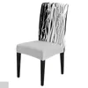 Chair Covers Line Simple Black And White Dining Cover 4/6/8PCS Spandex Elastic Slipcover Case For Wedding Home Room