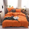 Ensembles de literie même couleur unie à la fois du textile à la maison douce 4 pcs pour le dortoir étudiant Camp King Size Counter