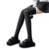 Kadın SOCKS Sonbahar Kış Kaburga Diz Boot Peluş Bowknot Çizgili Uzun Uyluk Bacağı Sıcak Çoraplar