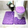 Badmattor Hemmatta set badkar sidoområde mattor enkla att rengöra mjuka duschmattor toalettlock locket präglad sten