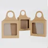 Gift Wrap 25Pcs Foldable Wine Candy Boxes Visible Window Kraft Paper Box Decorative Hanging Xmas Party Supplies