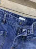 Kvinnors jeans mode för kvinnor dubbla fickor lapptäcke hög midja mångsidig denim rak ben byxor vår sommaren 2024 tidvatten ax59