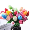 Fleurs décoratives 6 pièces / ensemble Tulipes artificiels pour la décoration de mariage à la maison cadeaux de vacances tirant des accessoires réalistes Couleurs naturelles
