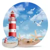 Bord Mattor Sea Beach Lighthouse Starfish Seagull Coasters Ceramic Set Round Absorbent Drink Coffee Te Cup Placemats Mat Mat