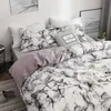 MIRCO Fiber Marble Print Bedding Set Nordic Däcke Cover Set Double Bed Home Soft Comant Quilt Cover 1/2pcs Kudde Cases 240325