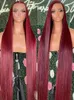 Burgundy 13x6 HD Lace Frontal Human Hair Straight Red 13x4 Front For Women Pre Plucked 99J Colored 240401