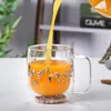 Vinglas 1 bit kreativ dubbel väggglas mugg kopp med torrt blommor snigel conch glitter fyllning för kaffe juice mjölk härlig gåva