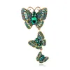 Broszki luksusowy krineston trzy motyle długie broszka dobra jakość stopu cynku śliczny czerwony niebieski zielony stanik dla kobiet i mężczyzn