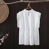 Women's Blouses Bohemian Shirts And Women Tops Summer Korean Fashion Stand Collar Hollow Out Embroidered Cotton