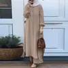 Vestidos casuais Arábia dubai abayas muçulmano estabeleceu uma camisa longa e de mangas compridas e calças vestidos de solda abaya festeira marrocos