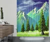Rideaux de douche rideau de paysage nature avec crochets de la salle de bain graphique de forêt montagne