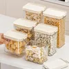 Förvaringsflaskor spannmålsburkar stapelbara förseglade för kökläcksäker containrar Rispärlor transparent