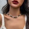 Łańcuchy kreatywny łańcuch boho plażowy Naszyjnik dla kobiet proste geometryczne plemienne etniczne okrągłe drewniane koraliki Choker Y2K Biżuter