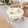 Double Choiateurs Email Bowl Bowl Vintage Pot Food Kitchen avec couvercle Mélanger Creative Soup Emateware Decor