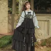 Vestidos de trabalho 2024 LOLITA Girl Young Retro aprimorada Hanfu Bow Shirt Bordado Strap Salia Preppy Style Fashion Kawaii Y2K 2 Peça Conjunto de peças