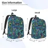 Sacs Hauted Mansion Haunted House Madame Canvas Backpack pour école imperméable College Halloween Ghost Sac Printing Bookbags