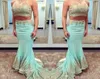 2019 abito da ballo sexy alla moda a 2 pezzi Nuovo arrivo Appliques Mermaid Appliques Abito da festa in pizzo Custom Make Plus Size1218028