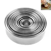 Baking Moulds 14Pcs DIY Fondant Mousse Cake Mold Stainless Steel Decorating Tool Round Silver Ring Slicer Cutter Hand Push For Cooking