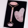 Rullo per massaggio per la cura del viso naturale rosa quarzo gua sha utensile per la salute di agopuntura del massaggiatore cellulite anti -rughe cellulite 240402