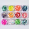 2024 12PICES PER BOX MITY MIXE COLORFUR FILLS FILLER POUR SILICON MOULLE CHIPS CHIPS Candy Papier LETTER LETINS Nail Art Bijoux Making2.pour les paillettes de couleur mélangée