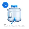 Water Bottles 7.5L Portable Container Large Capacity Storage With Faucet Outdoor Tank For Hiking Self-Driving Tour