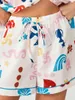 Abbigliamento per la casa Donne da 2 pezzi in pigiama impostare stampe a maniche corte abbottonate shorts shorts sciolta sleep abbigliamento da loungewwear casual quotidianamente