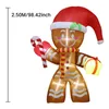 2.5M Inflatable Christmas Decorations Giant Gingerbread Man Xmas Bumble Inflatable Ornament with Build-in 6 LED Kids Outdoor Toy 240403