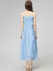 Sukienki zwyczajne Seasixiang Designer Spring Long Dress Women Spaghetti Pasp Slewale Balfles Elegancka impreza Backless