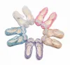 Kids Sandals Girls Bow Princess Shoes Summer Bling Beach Children's Crystal Jelly PVC Sandaal Jeugd Toddler Veedigen Pink Wit Zwart Non-Bran SOF 70K6#