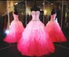 2020 plus storlek quinceanera klänningar bollklänning fluffig stropplös snörning upp organza pärlstav multicolor sweet 16 party klänning klänningar prom d1277258