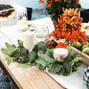 Decoratieve bloemen 2 pc's bruiloft Decor tafel centerpieces voor mini -kransen kaarsen Kerstmis kunstmatige bloem eucalyptus zijden doek