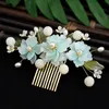 Orecchini di collana set Fairy Hairpin Cinese Accessori per capelli Hanfu Accessori verdi Floral a forma di U perla a U clip retrò Fringa