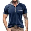 Golf Summer Contrast Collar Short Sleeved Polo Shirt Fashion Two Door Henry Men's Top