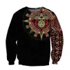 هوديز الرجال في ثلاثية الأبعاد المطبوعة المكسيكية Aztec Warrior Sweatshirt بارد ألعاب رياضية غير رسمية طويلة الأكمام هوديي الرجال ملابس جولة الرقبة