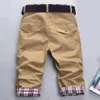 Summer Men Shorts Kolor blok kratowy desek surfingowe spodnie pielęgna plażowe w stylu koreańskie kieszenie swobodne szczupłe dżinsy 240327