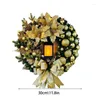 Decorative Flowers Cordless Artificial Christmas Wreath Indoor Outdoor With LED Lantern Long-Lasting Holiday For Balcony