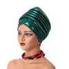 Etniska kläder Auto Gele African Headtie Bonnet Hat Turban för kvinnor veckade muslimska headwrap nigeriansk halsduk Hijab aso Oke Femme Chemo Cap