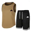 Men's Tracksuits Summer Tracksuit Sets 2024 Sleeveless Round Neck T-shirt Pants Outdoor Casual Sportswear Vest Clothes