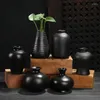 Vazen moderne zwarte keramische vaas mini kleine theeceremonie ornamenten Japanese Zen retro bloem arrangement Hydroponic Home Decor