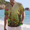 Nieuwe lente/zomer polo heren 3D gedrukt Henley Holiday Hawaiian Button Short Sheeved shirt